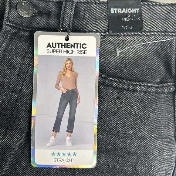 Simple Society Straight Super High Rise Distressed Denim Jeans Size 7/28 NWT - Picture 6 of 12